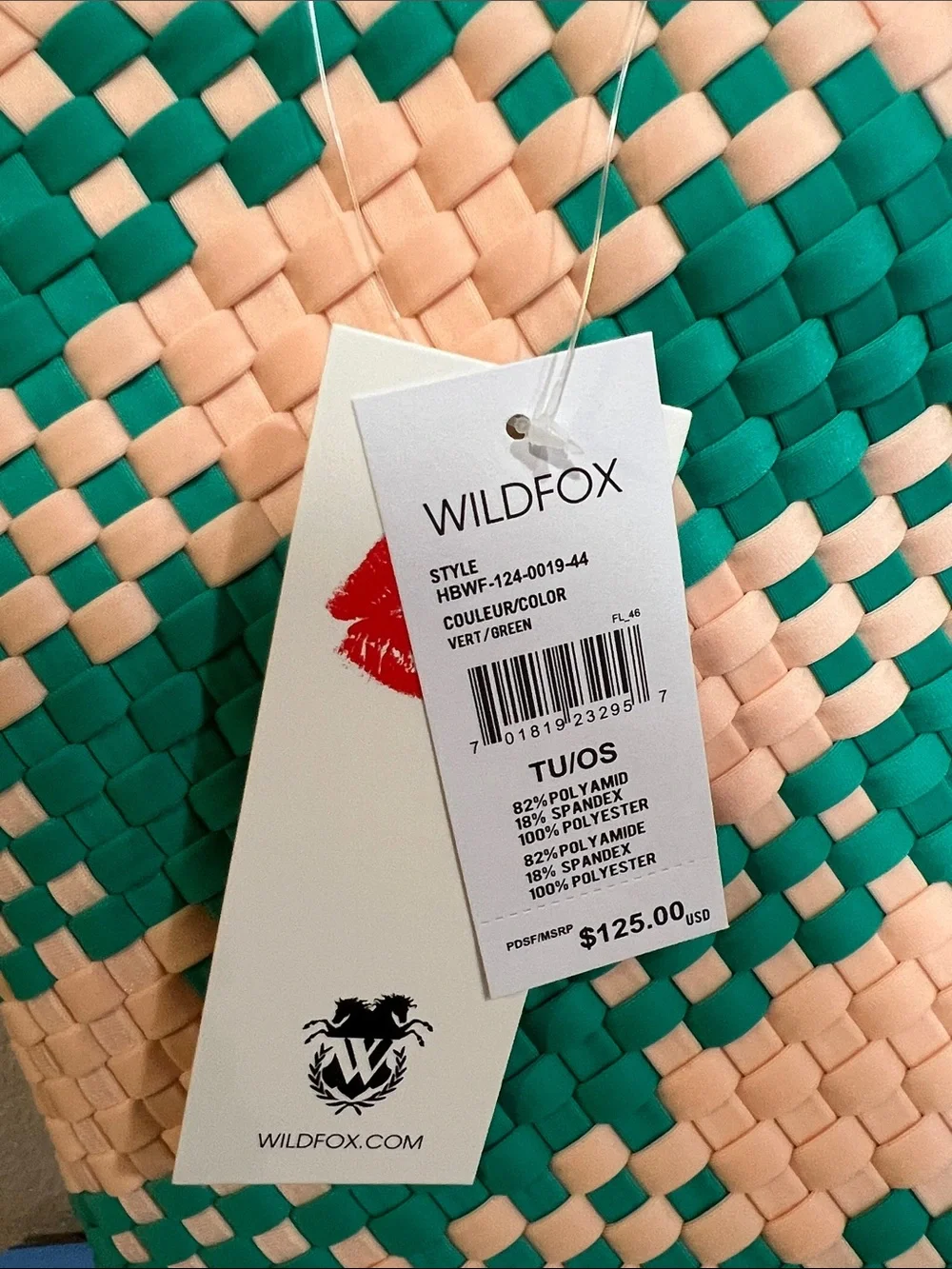 Wildfox Vert/Green (teal/peach)Woven Tote Bag